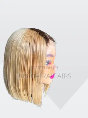 LUXURY BLONDE BOB WIG - 100% Human Hair | Dark Roots | RikeHairAffairs