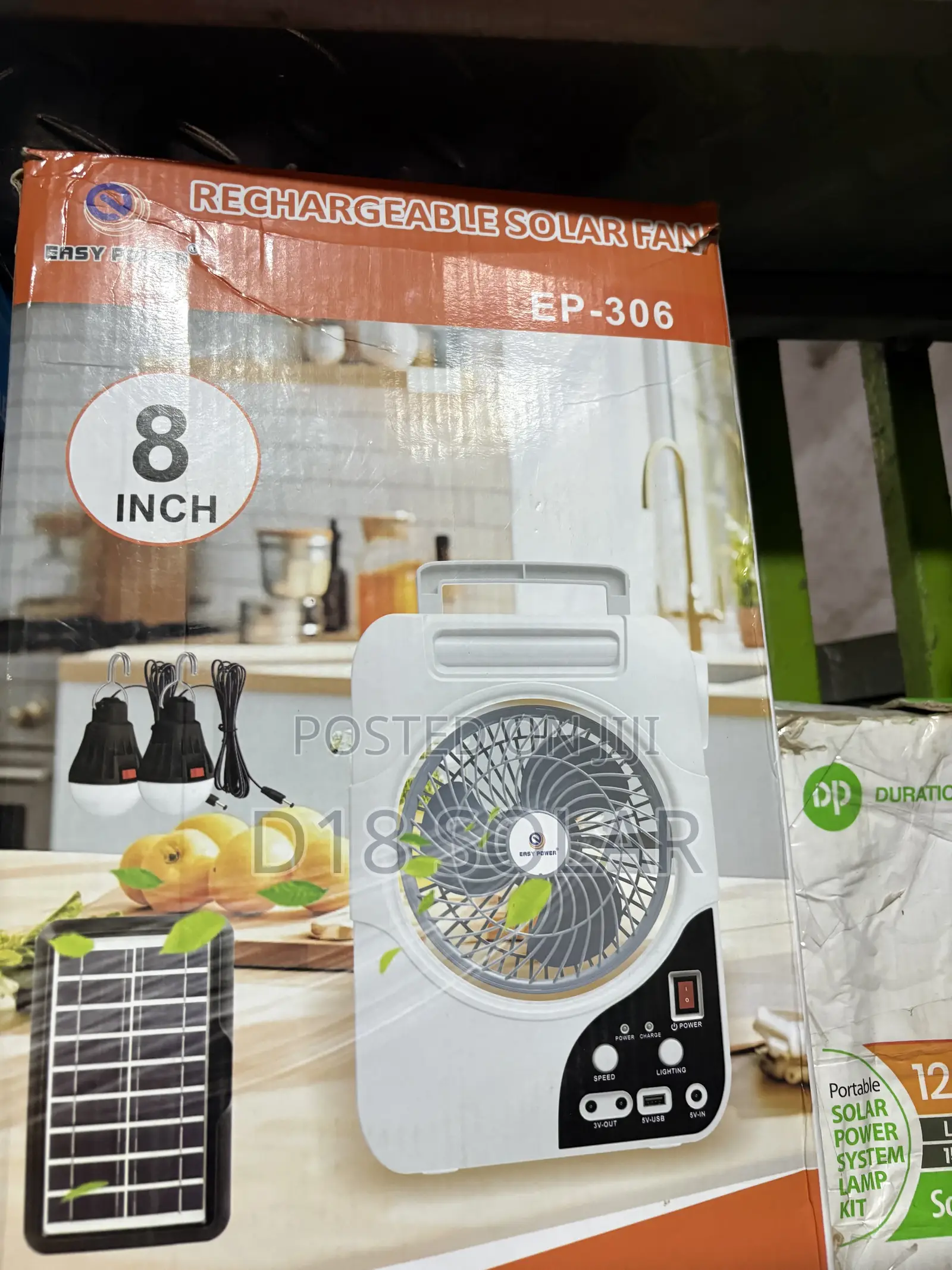 8 Inches Solar Table Fan Rechargeable