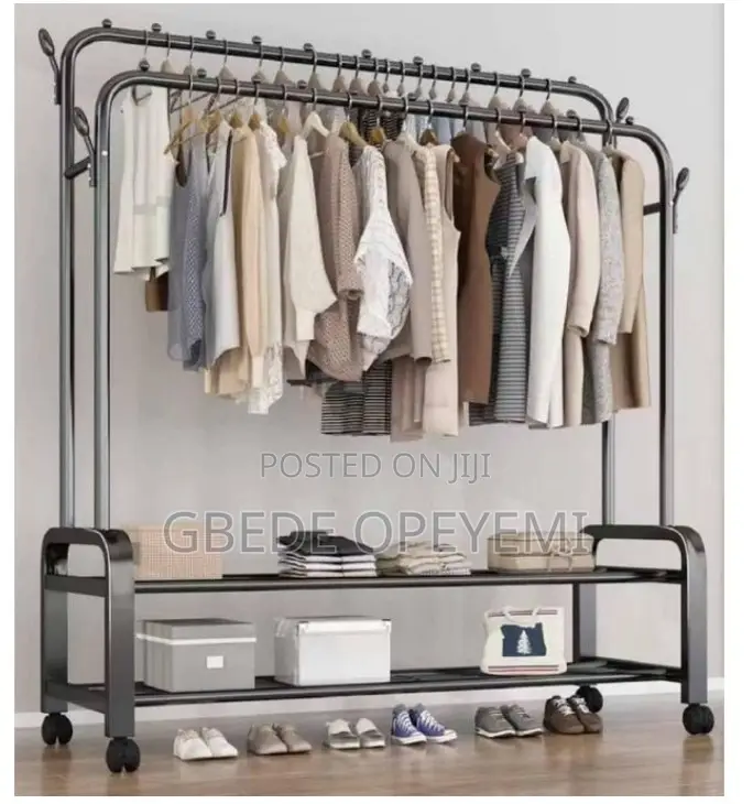 48kg Quality Double Pole Hanger Cloth Storage Rack