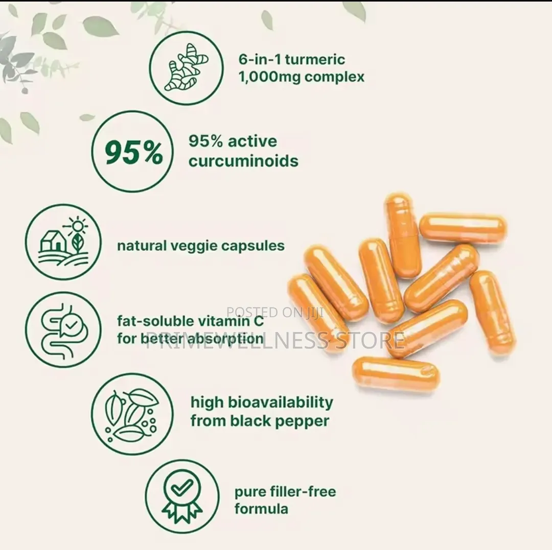Pure Tumeric Curcumin With Black Pepper 1000mg 120 Capsules