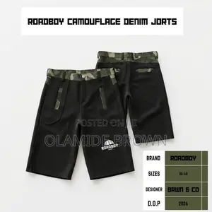 Roadboy Black and Camo Denim Jorts