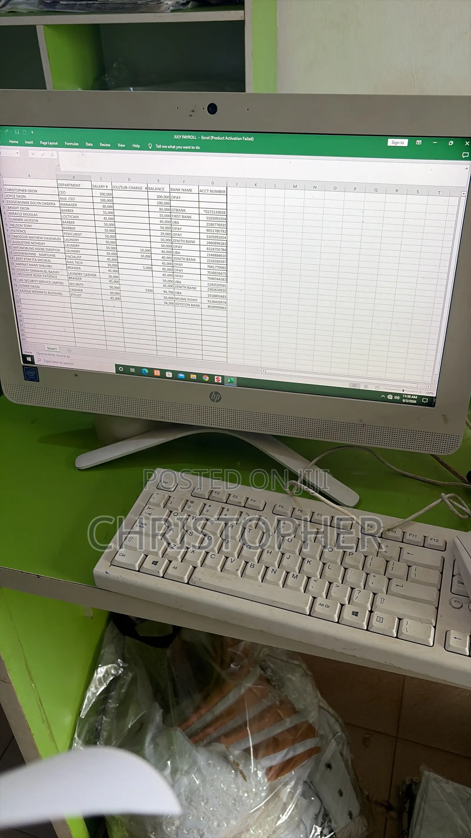 Desktop Computer HP AiO 20 8GB Intel Celeron HDD 500GB