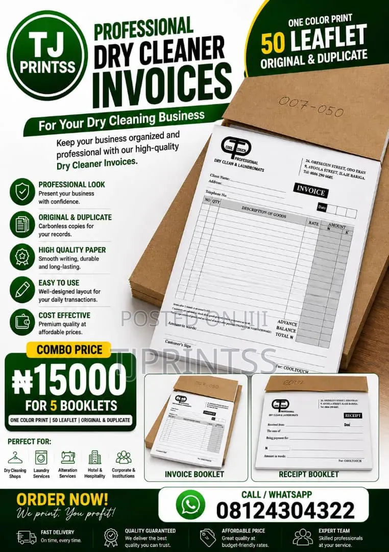 Dry Cleaner Starter Package | Labels, Invoice Books Banners
