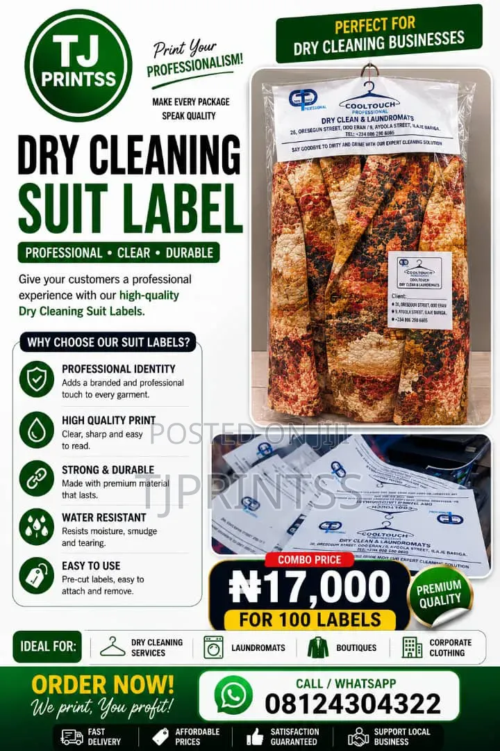 Dry Cleaner Starter Package | Labels, Invoice Books Banners