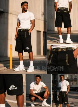 Roadboy Black and Camo Denim Jorts