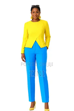 Elegant Women's 2-Piece Office Wear Set – Top Straight-Leg Trousers