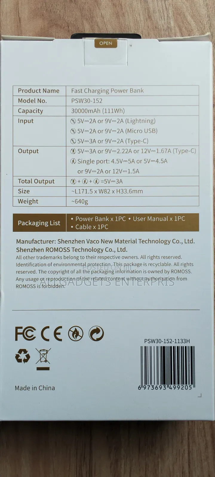 Romoss Power 30000mah
