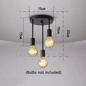 Beqqk 3-Light Ceiling Light Pendant E27 Bulb Base (Without Bulb)