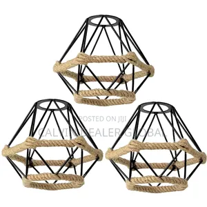 A Set of 3 Small Woven Metal Light Shades With a 1.6inch