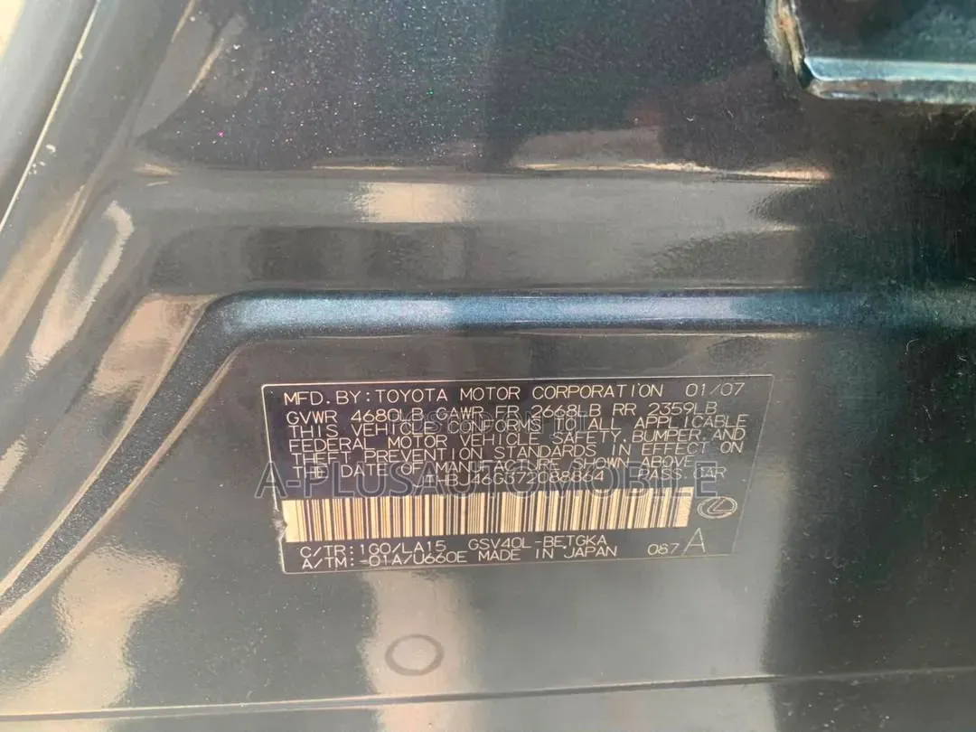 Lexus ES 350 2007 Black
