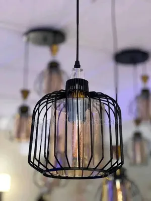 Modern Decorative Pendant Light –Black Metal Cage Hanging Ceiling Lamp