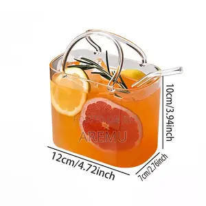 75lml Bag Design Glass Cocktail With Straw