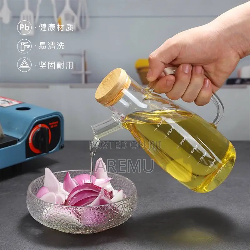 Oil Bottle With Bamboo Lid