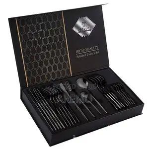 24pcs Black Cutlery Set
