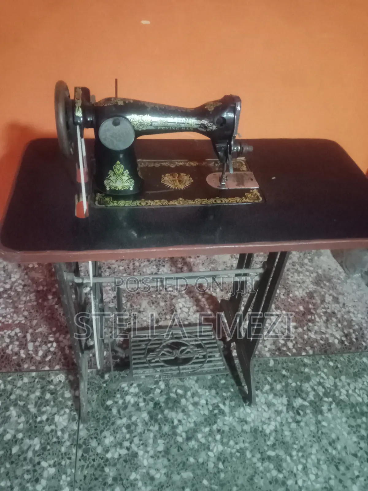 Complete Flying Man Manual Sewing Machine Set, Great Working Condition