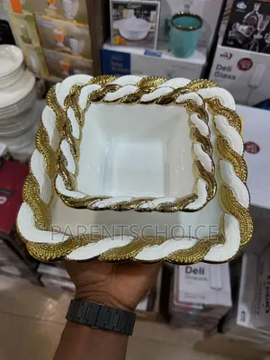 Luxury Gold & White Square Ceramic Serving Bowl a 24 Pieces