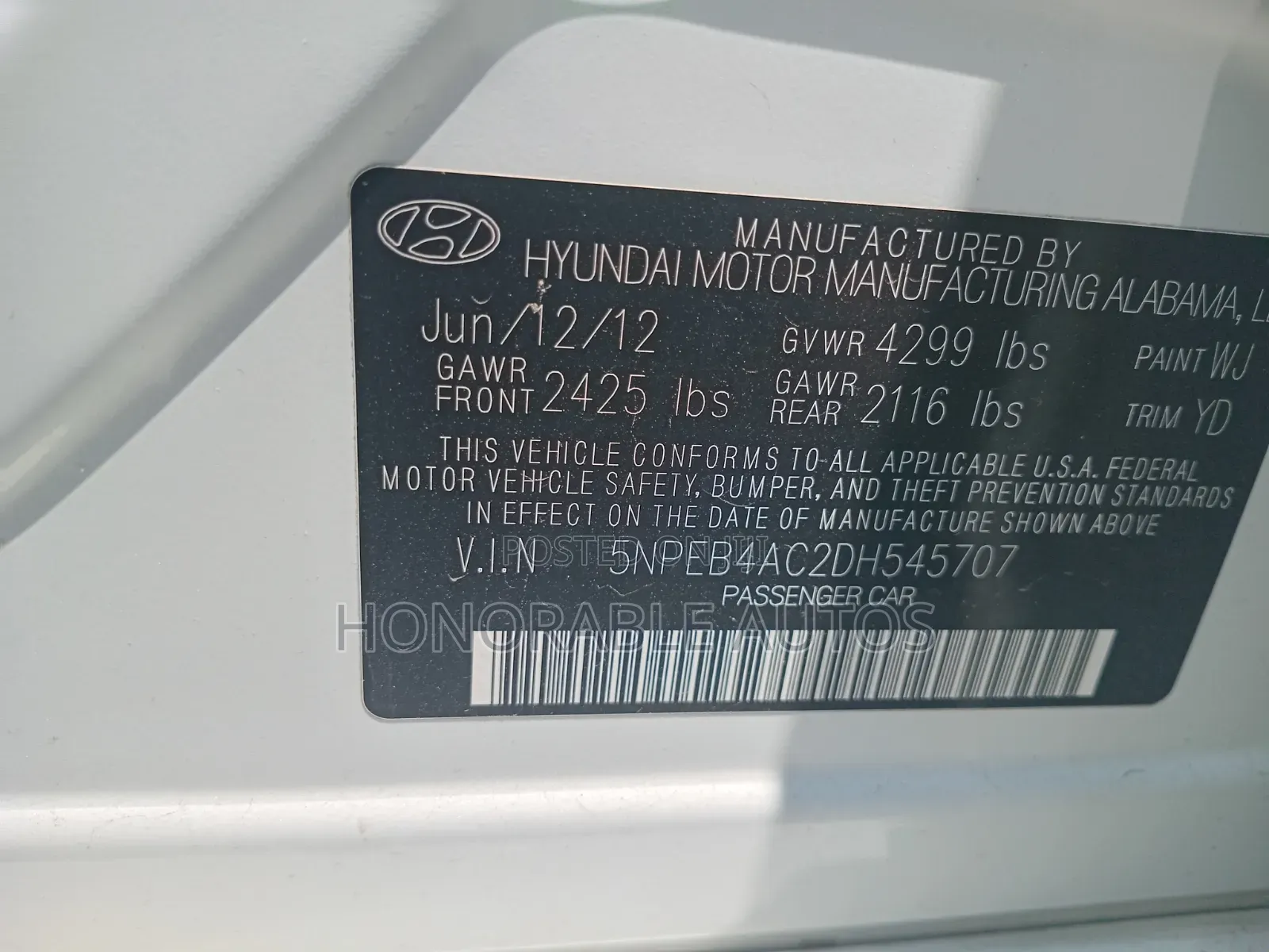 Hyundai Sonata 2013 White