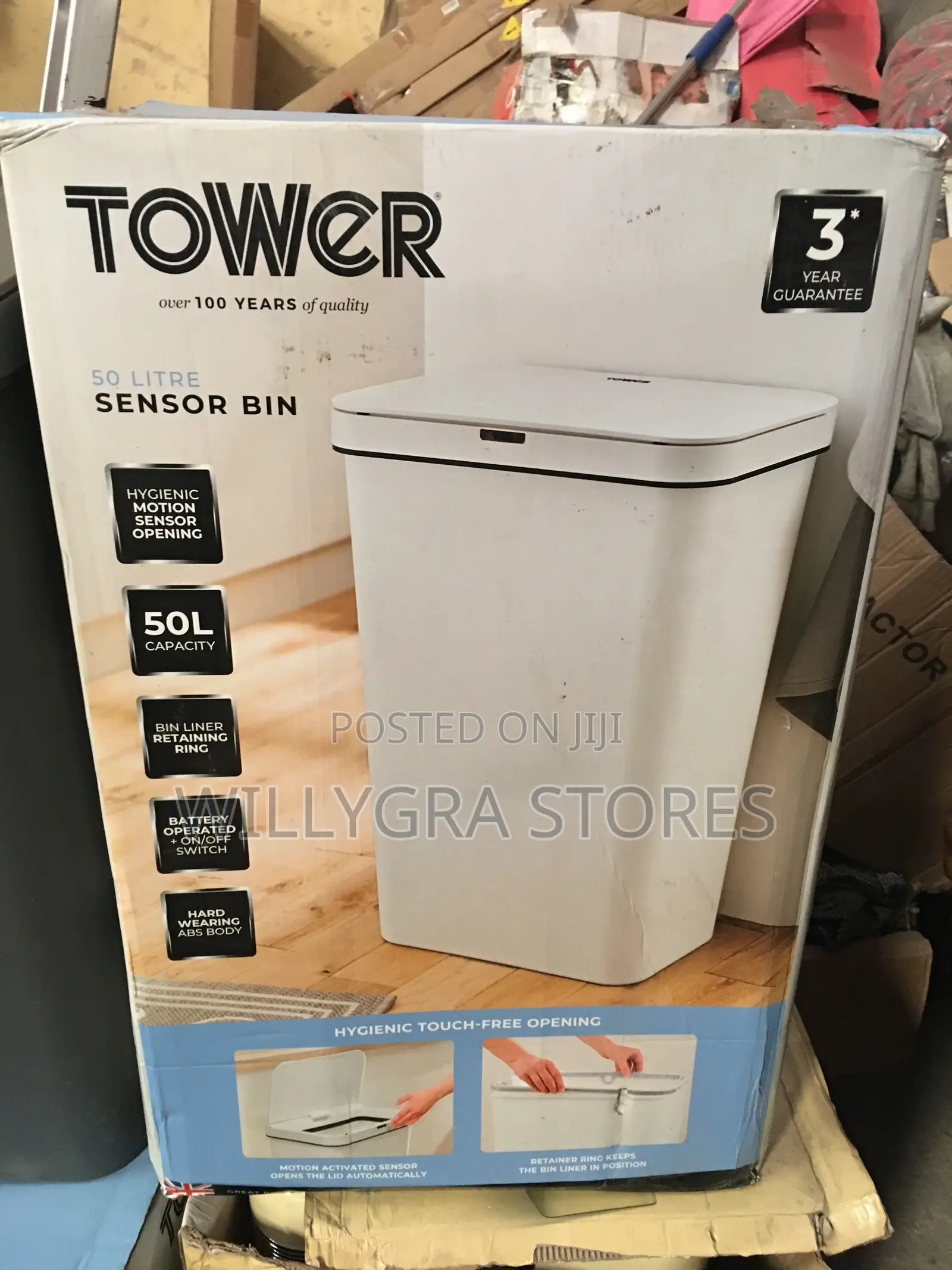 Tower 50l Sensor Bin— Cream