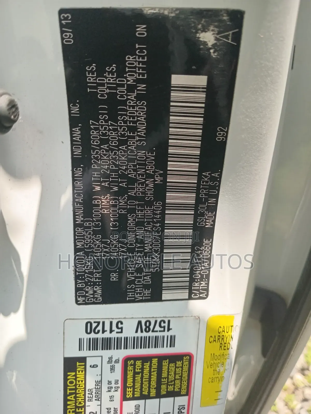Toyota Sienna 2014 White