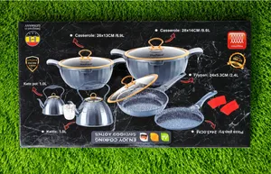 14-Piece Non-Stick Granite Cookware Set With 2 Kettles