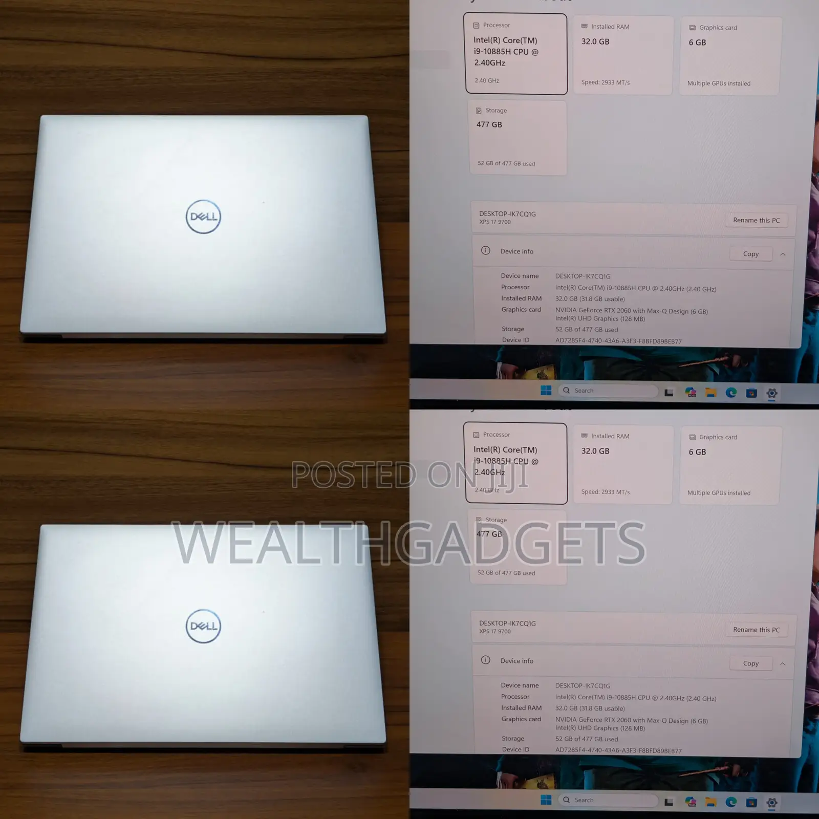 Laptop Dell XPS 17 9700 32GB Intel Core i7 SSD 1T