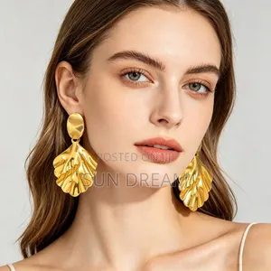 Golden Stainless Steel Earrings Women Jewelry