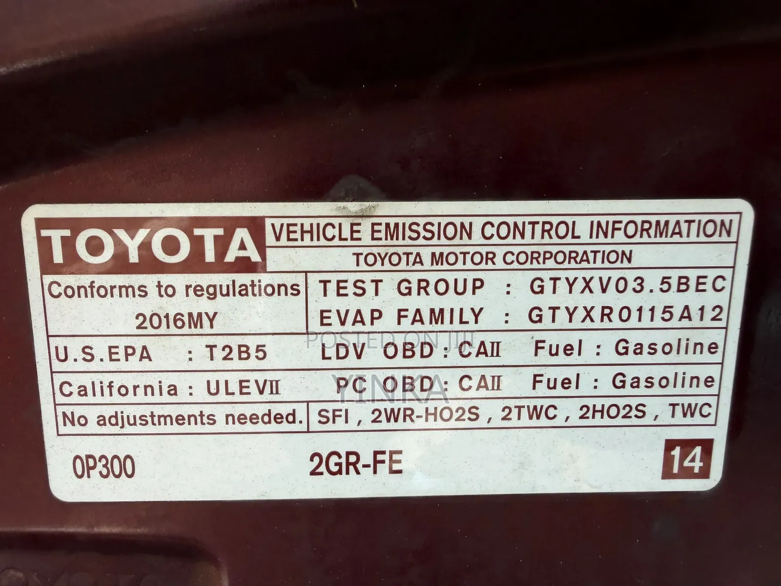 Toyota Avalon 2016 Red