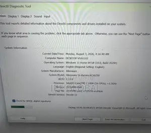 Laptop Alienware 16 Aurora 32GB Intel Core 7 SSD 1T
