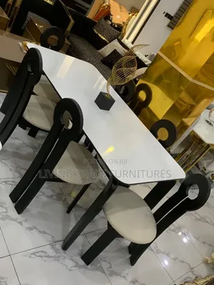Marble Dining Table With 6 Fabric Chairs