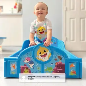 Baby Shark Plastic Sleep and Play Toddler Bed With Guardrails
