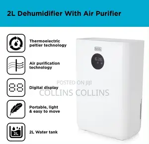 BLACK+DECKER 2L Dehumidifier With Air Purifier, White