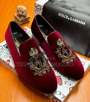 Luxury Dolce and Gabbana Men's Red Dress Shoes