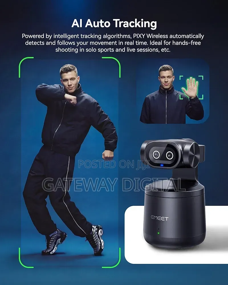 EMEET PIXY Wireless Dual-Lens AI Tracking PTZ Streaming Camera