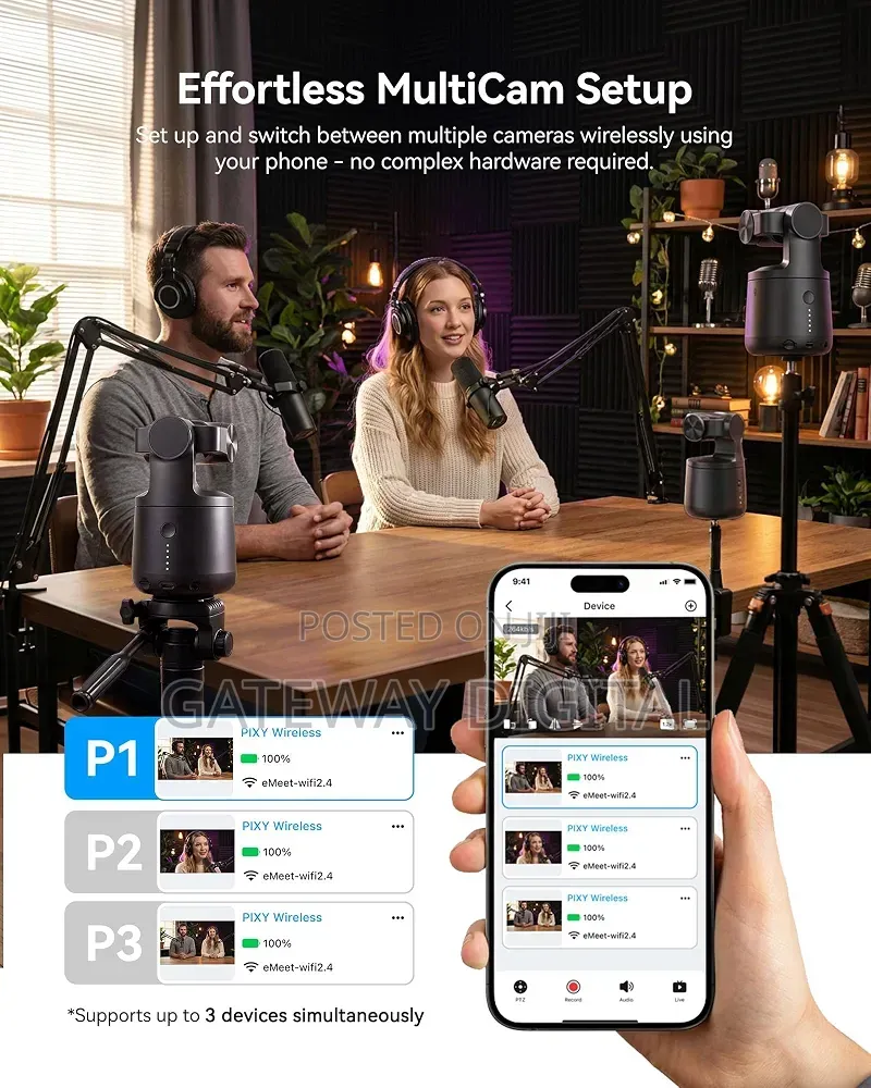 EMEET PIXY Wireless Dual-Lens AI Tracking PTZ Streaming Camera