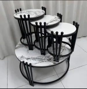 Marble Center Table With 3Side Stool