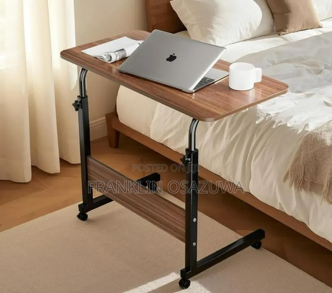 Adjustable Height Mobile Laptop Table | Rolling Overbed Computer Desk