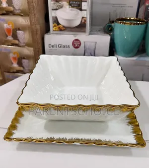 Luxury Gold & White Square Ceramic Serving Bowl 24pcs B