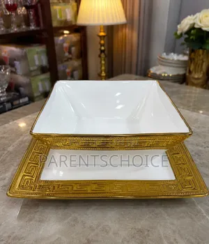 Luxury Gold & White Square Ceramic Serving Bowl C 24pcs