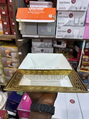 Luxury Gold & White Square Ceramic Serving Bowl C 24pcs