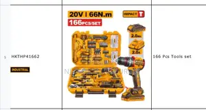 166pcs Tools Set Ingco With 20v Impact Cordless Drill 165pcs Toolbox