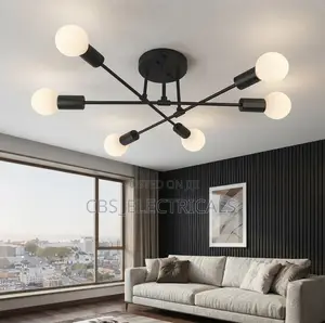 Modern 6-Light Semi-Flush Mount Chandelier