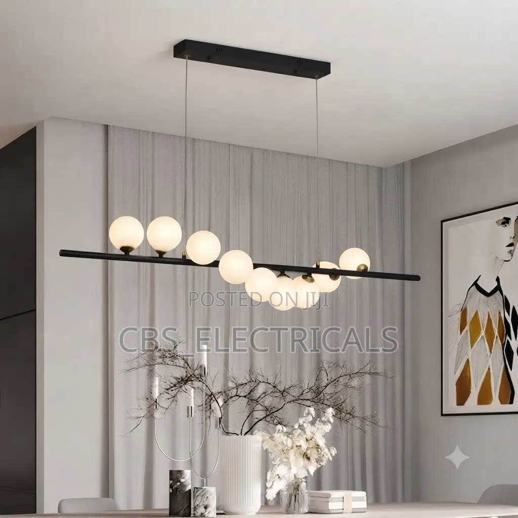 Modern Linear Glass Globe Chandelier