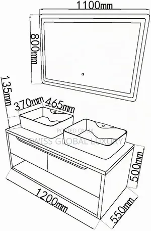 120 Bathroom Cabinet Double Basin With LED Mirror