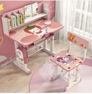 Modern Adjustable Children's Study, Chair Set With Bookshelf