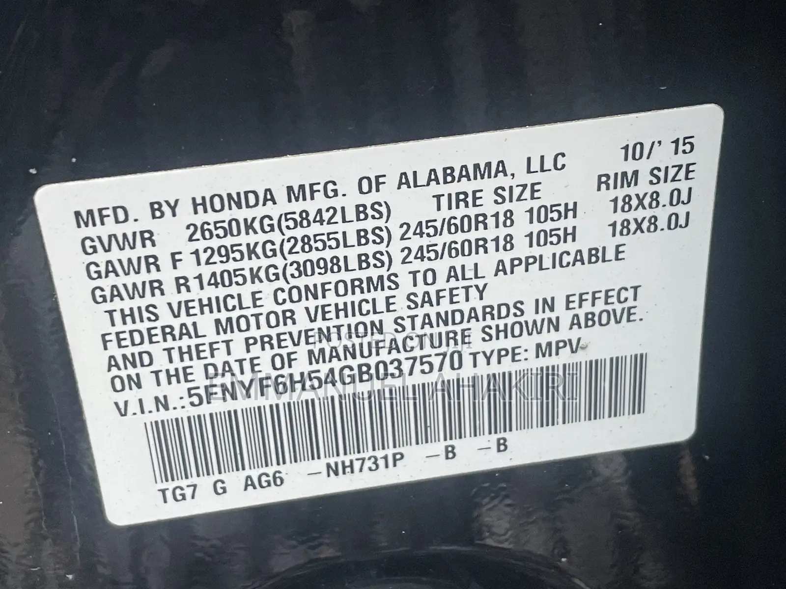 Honda Pilot 2016 Black