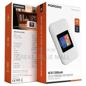 Porodo Mini Wif 3000mAh 4G LTE Portable WiFi Router Multi-User