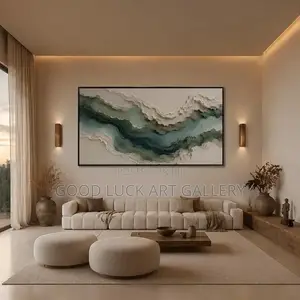 Gold and White Abstract Wave Canvas