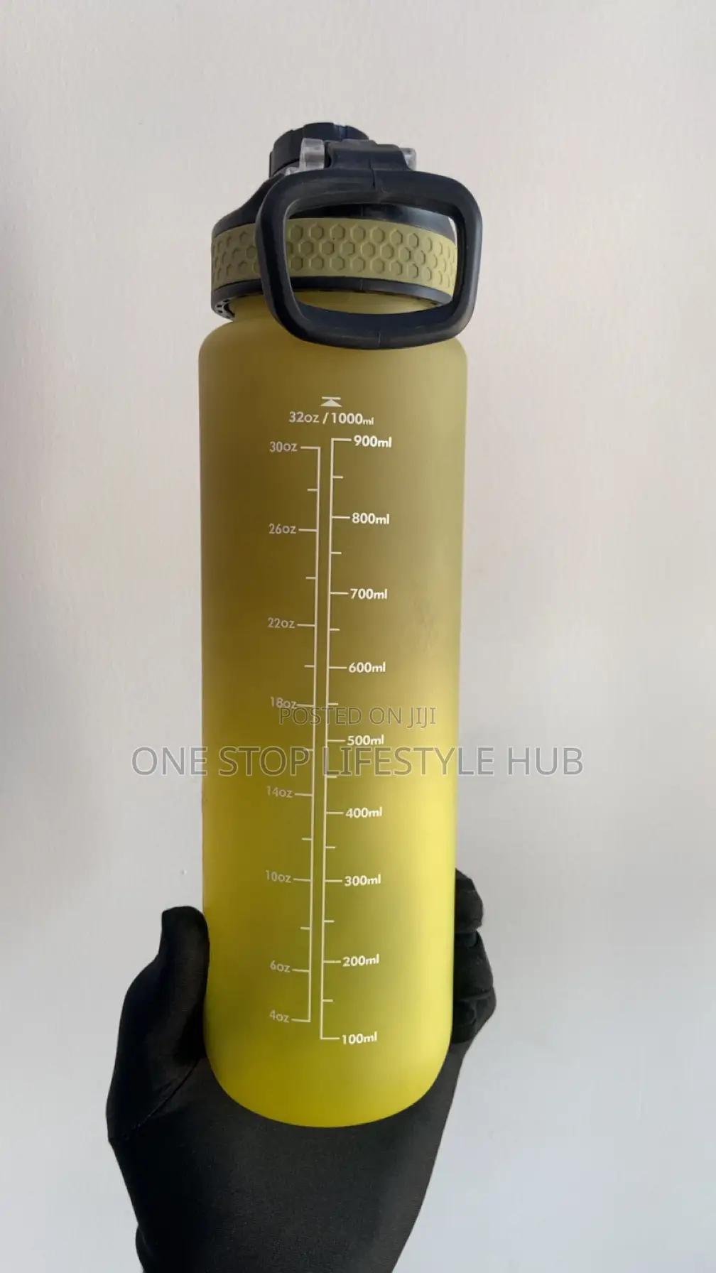 1000ml Gradient Motivational Water Bottle With Time Marker Straw