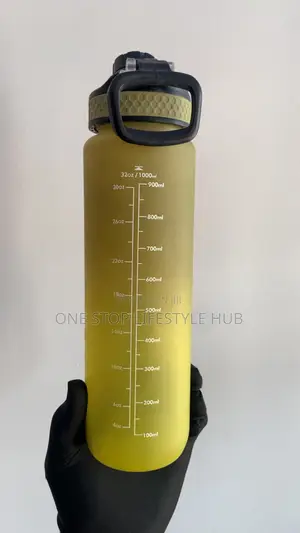 1000ml Gradient Motivational Water Bottle With Time Marker Straw