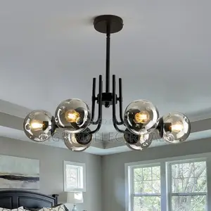 Modern 6-Light Smoke Glass Chandelier
